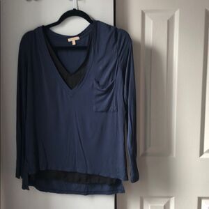 Bordeaux rayon blend navy pocket tee - S